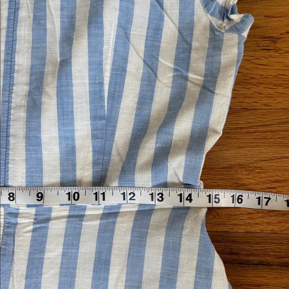 J. Crew Blue White Striped Ruffle Wrap Dress Size 6 Short Sleeve V Neck - Picture 8 of 10
